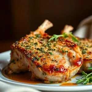 Savory herb crusted pork chops Recipe